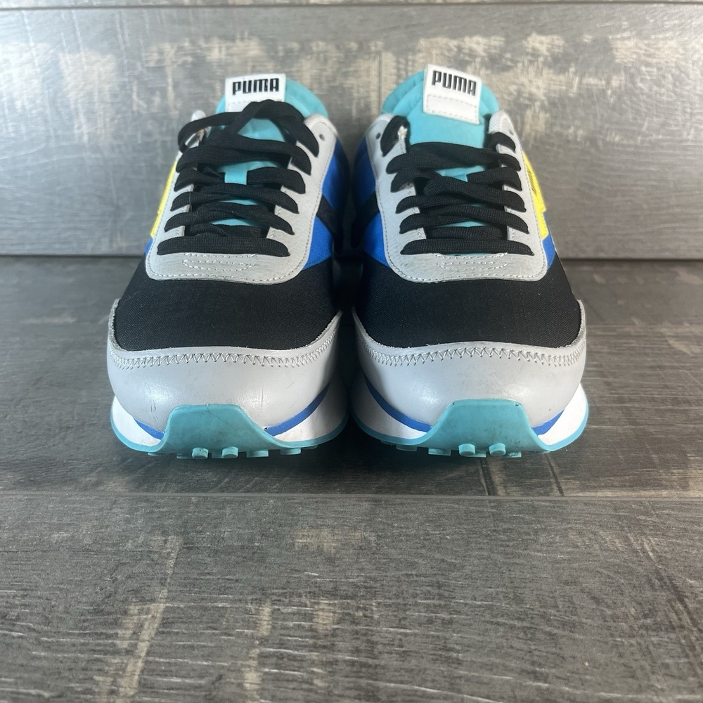 Puma Retro Runner Sneakers Colorblock Blue Yellow Black Mens 9.5 - Picture 2 of 12